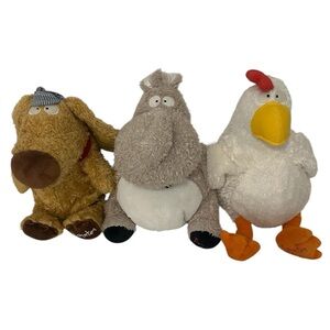 Lot of 3 Kohls Cares Sandra Boynton Plush Dog Rhino Chicken 12” Farm Author Book